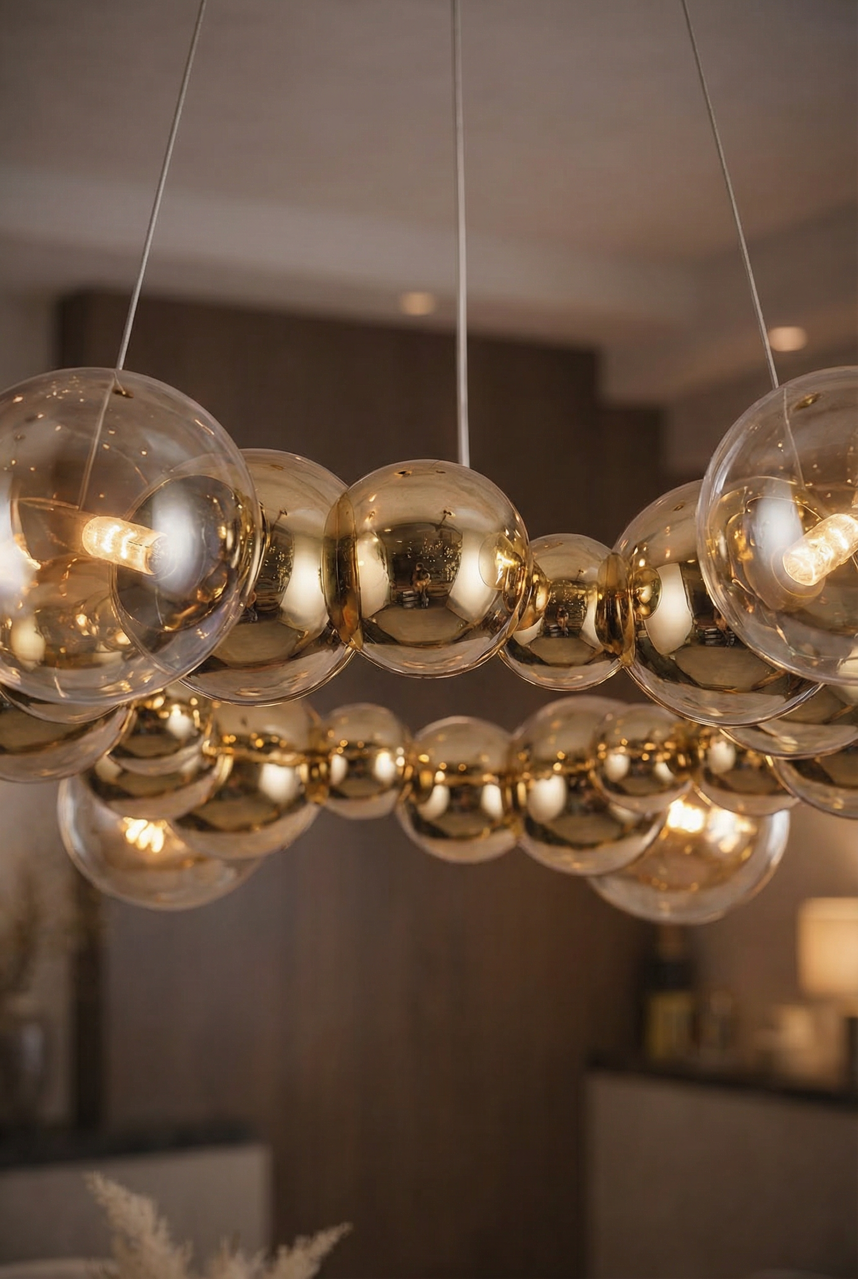 Orbital Symphony (Gold, Glass Chandelier)