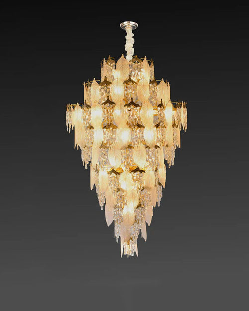 Spiral Staircase Duplex Long Glass Crystal Chandelier