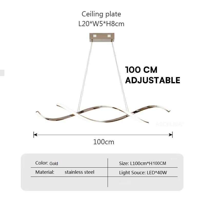 Swirling Flow (Gold) Chandelier