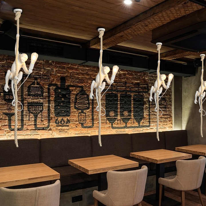 White Monkey Hanging Light