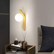 Modern Gold Finish Frosted Glass Ball Wall Sconce