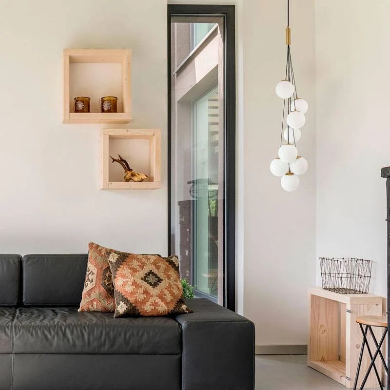 9 Light Led Gold Frosted Ball Pendant Light