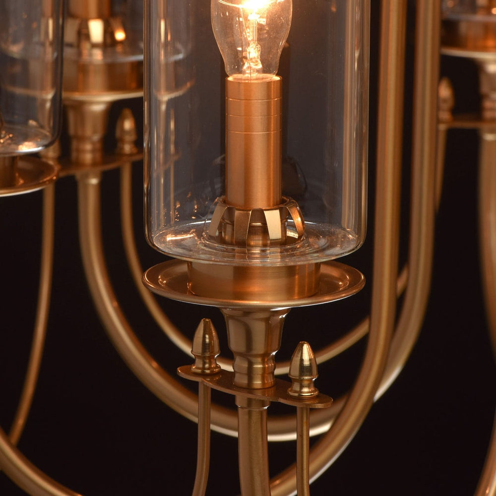 Classic Brass Candle-Style Chandelier with Glass Shades - 6 Lights