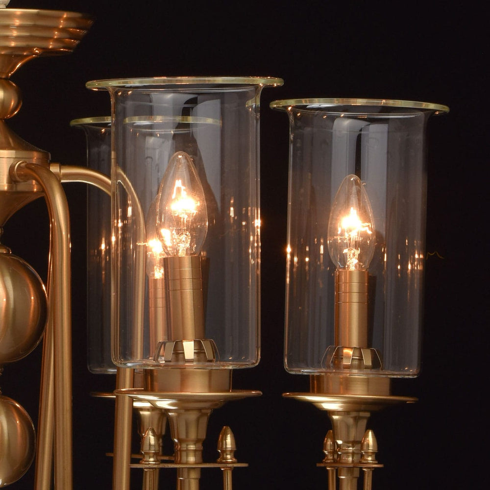 Classic Brass Candle-Style Chandelier with Glass Shades - 6 Lights