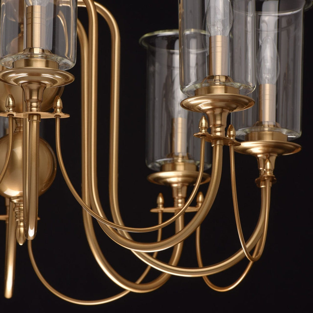Classic Brass Candle-Style Chandelier with Glass Shades - 6 Lights