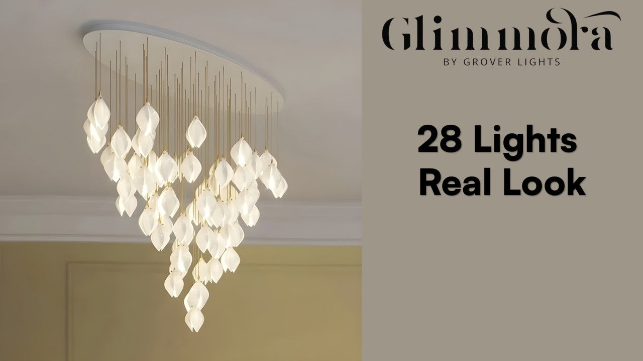 Petals in Flight (Porcelain White) Chandelier (28 Lights)