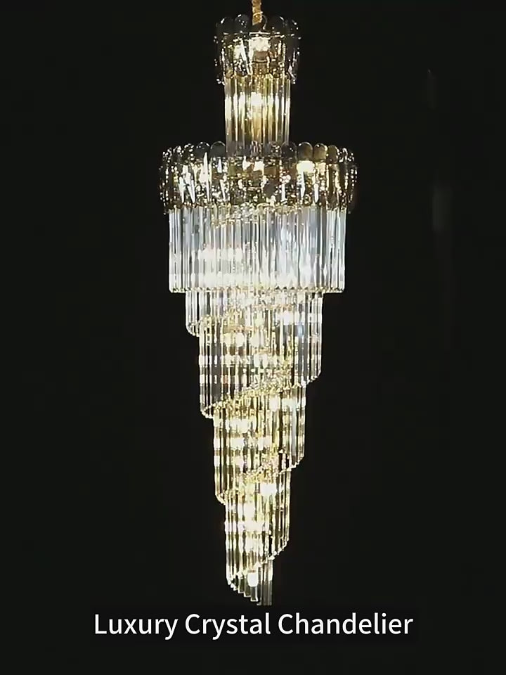 Crystal Multilayer Double Height Chandelier