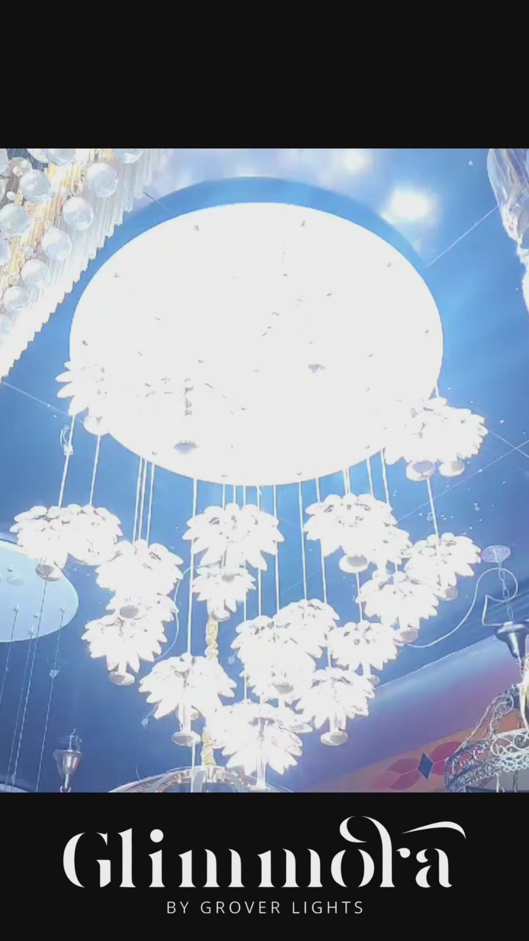 25-Light LED Crystal Flower Double Height Long Stair Chandelier