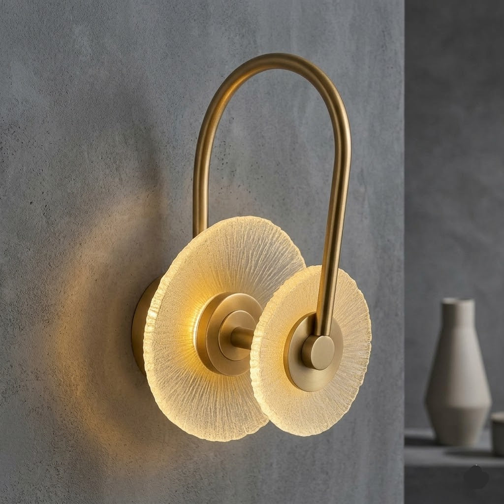 Luxury Golden Dual Disc LED Wall Sconce