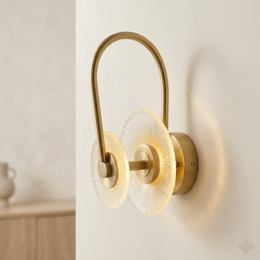 Luxury Golden Dual Disc LED Wall Sconce