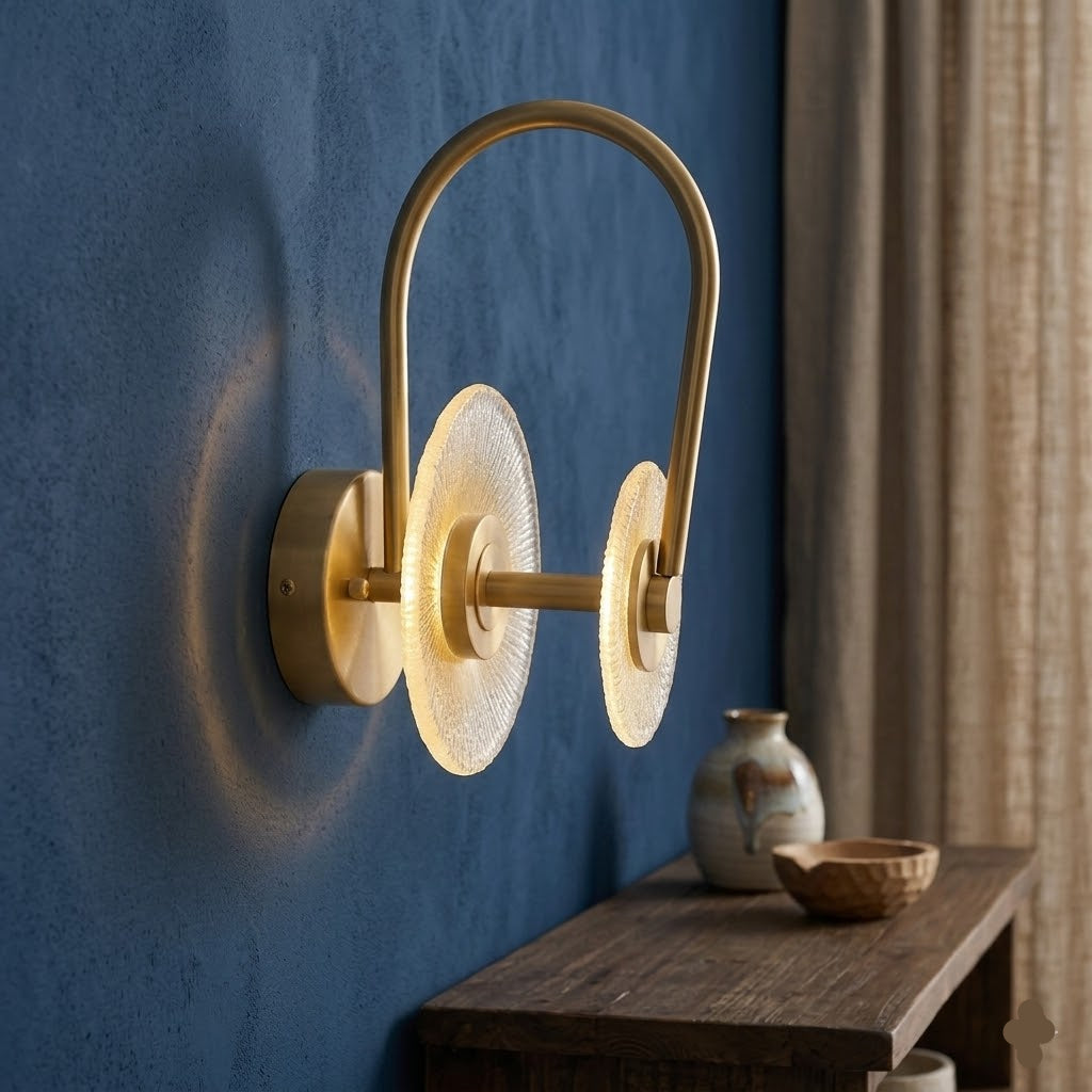 Luxury Golden Dual Disc LED Wall Sconce